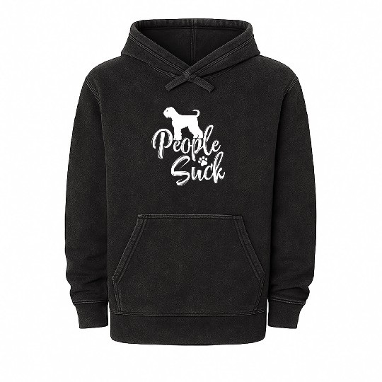 I Love My Black Russian Terrier - "People Suck" Mineral Wash Hoodies