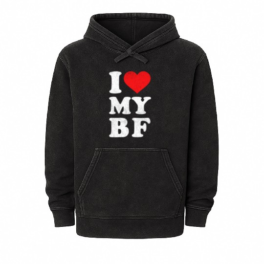 Distressed I Heart My Boyfriend Apparel I Love My Mineral Wash Hoodies