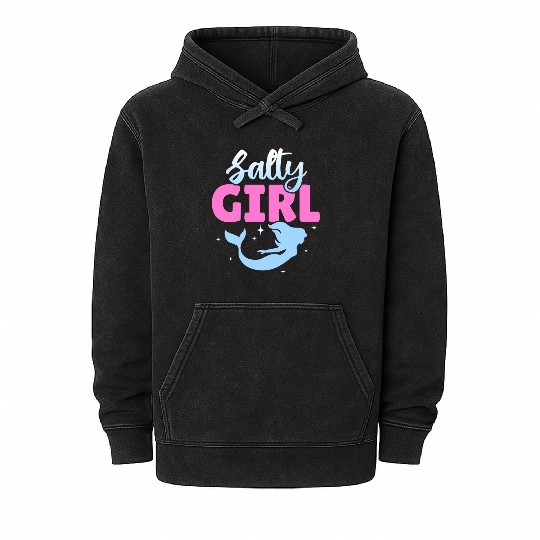 Girl Salty Mermaid Lover Mineral Wash Hoodies