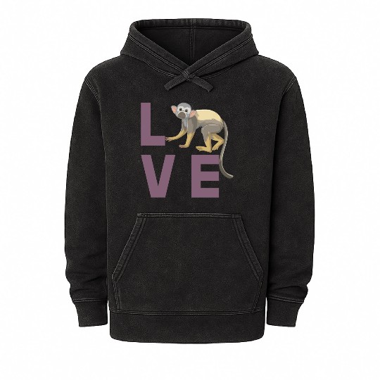 Squirrel monkey love Mineral Wash Hoodies