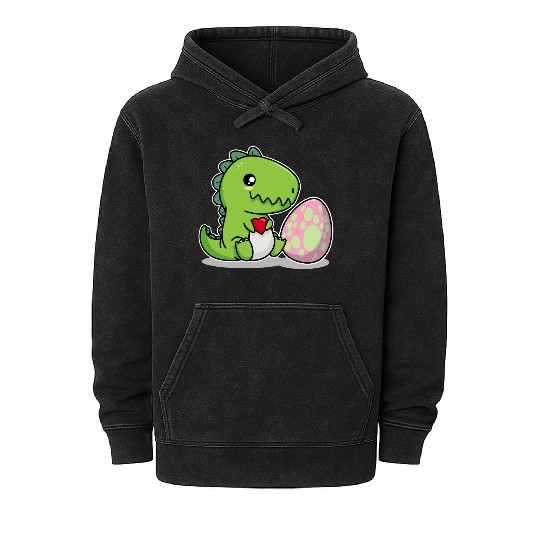Big sister cute dino siblings boy girl heart love Mineral Wash Hoodies