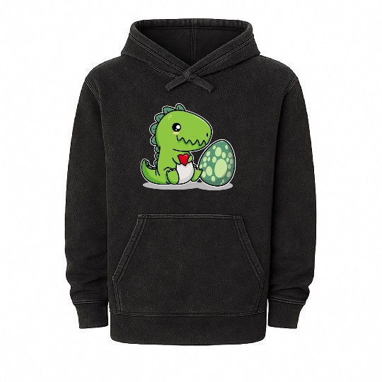 Big sister cute dino siblings boy girl heart love Mineral Wash Hoodies