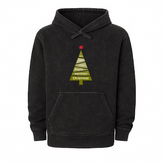 Minimalist Lime Green Christmas Pine Mineral Wash Hoodies