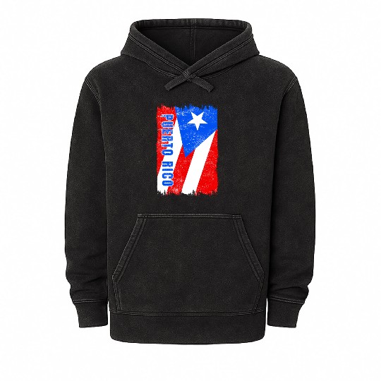 Puerto Rico flag Mineral Wash Hoodies