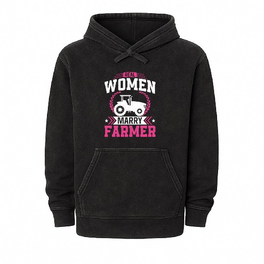 Farming Farmer Husband Wife Mineral Wash Hoodies