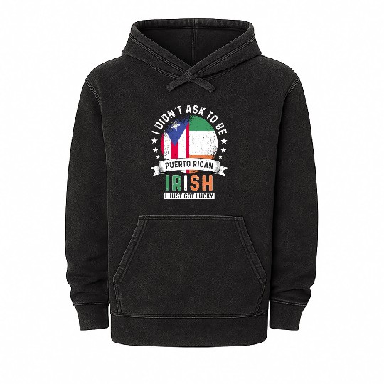 Puerto Rico Flag Ireland Grown Got Lucky Mineral Wash Hoodies