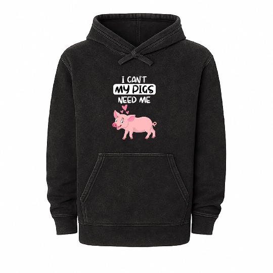 Farm Animal Piglet Farmer Funny Gift Pig Mineral Wash Hoodies