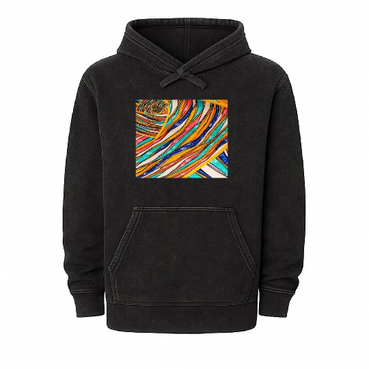Neon Rainbow Retro 2023 NewYear Vintage Stronger Mineral Wash Hoodies