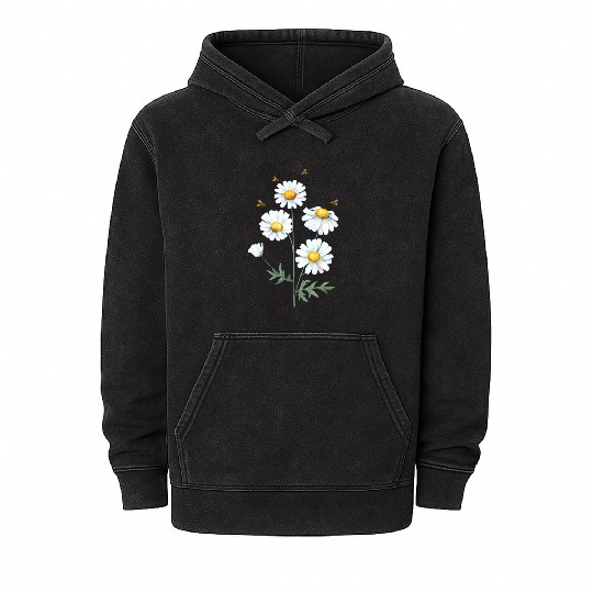 Marguerites Daisy Summer Daisies Flower Garden Mineral Wash Hoodies