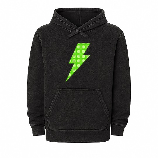 Patterned Lightning Symbol Mineral Wash Hoodies