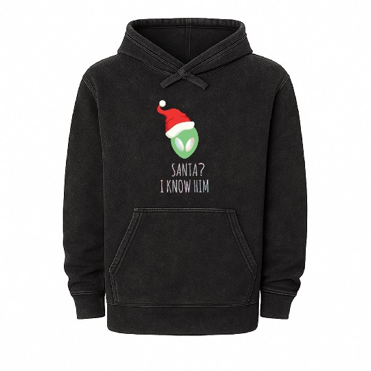 Santa? I know him. Merry Christmas. Happy New Year Mineral Wash Hoodies
