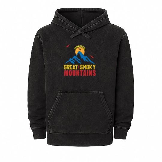 Great Smoky Mountains Tennessee Mountain Hiking Mineral Wash Hoodies