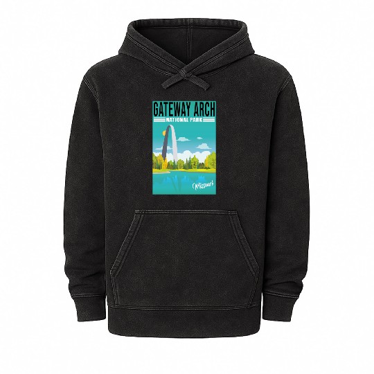 Gateway Arch National Park Missouri, St Louis Mineral Wash Hoodies