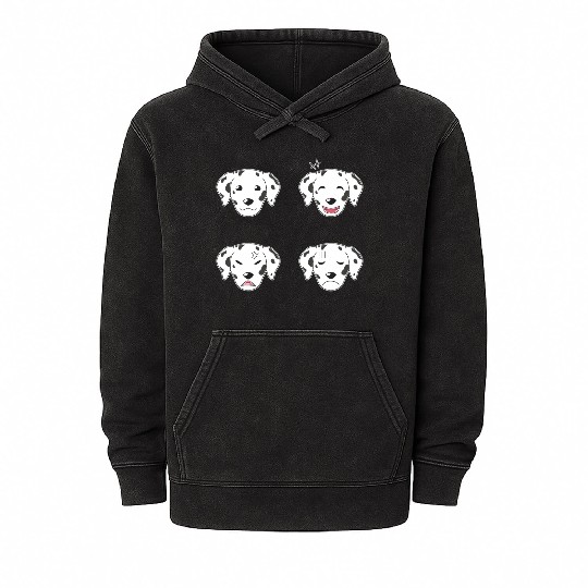 Funny Dalmatian Dog Cartoon Faces Mineral Wash Hoodies