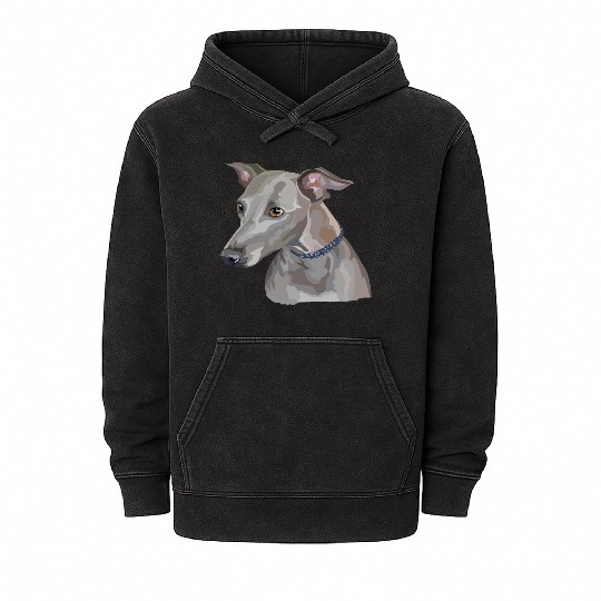 Cute Italian Greyhound Dog Watercolor Painting Mineral Wash Hoodies