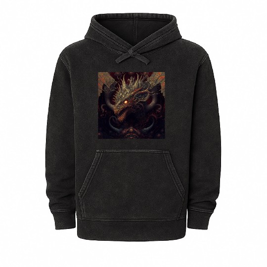 Dark fantasy dragon cover version 3 Mineral Wash Hoodies