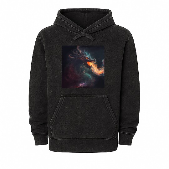 Dark fantasy fire breathing dragon Mineral Wash Hoodies