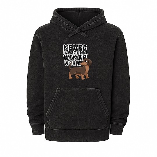 Dachshund Never Underestimate Mineral Wash Hoodies