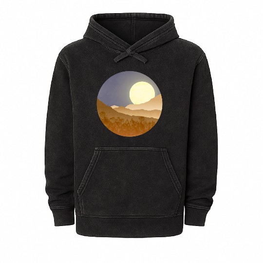 Nightscape with full moon Mineral Wash Hoodies