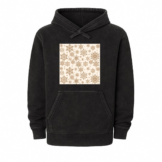 Beige Snowflakes Christmas Pattern Mineral Wash Hoodies