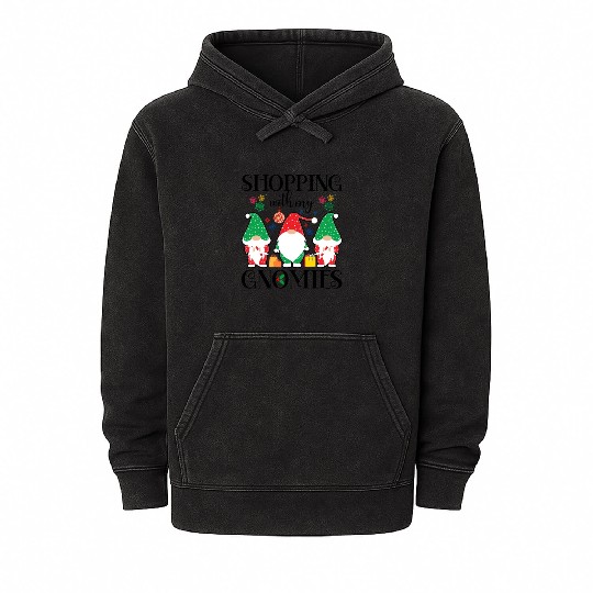 Shopping With My Gnomies, Holiday Shopping Gnomes Mineral Wash Hoodies