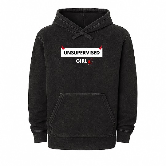 UNSUPERVISED GIRL FUNNY CUTE DESIGN Mineral Wash Hoodies