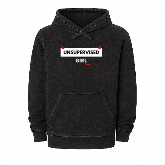 UNSUPERVISED GIRL FUNNY CUTE DESIGN Mineral Wash Hoodies