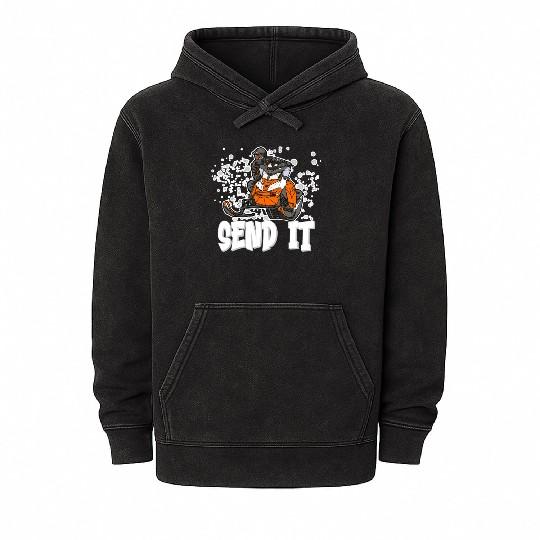 Send It Ride Like You Stole It Snowmobile Mineral Wash Hoodies