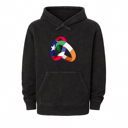 Puerto Rico Flag Ireland Ring Marriage Wedding Mineral Wash Hoodies