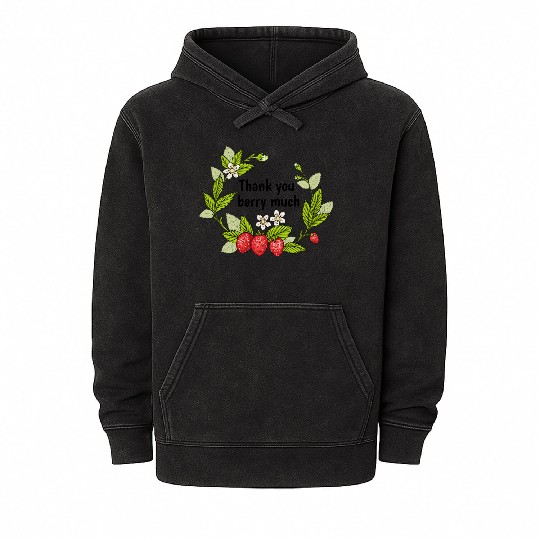 Thank you berry much, cute pun with strawberry Mineral Wash Hoodies