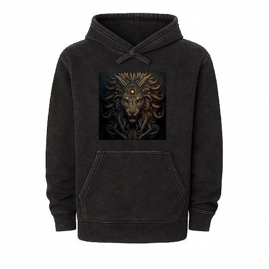 Dark Fantasy Lion Version 2 Mineral Wash Hoodies