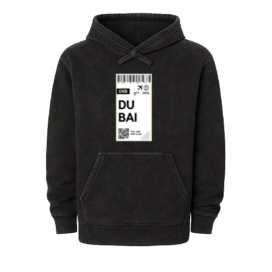 Destination Dubai Airport Travel pass Mineral Wash Hoodies