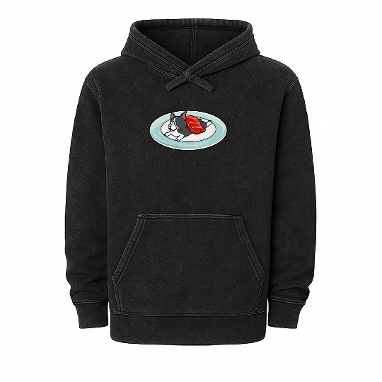 Boston Terrier Nigiri Sushi Mineral Wash Hoodies