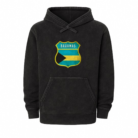 Bahamas coat of arms flag design Mineral Wash Hoodies