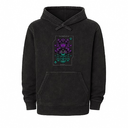 Alien art Ace of Spades Mineral Wash Hoodies