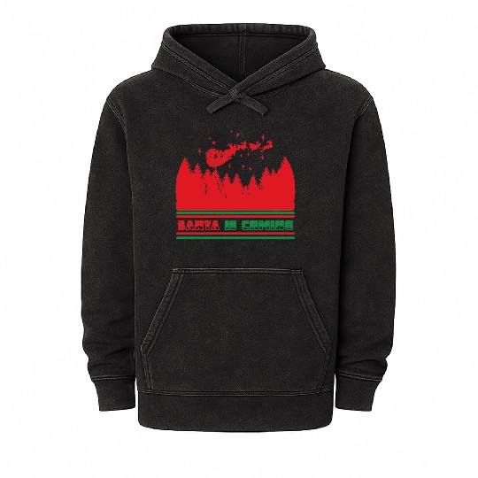 Santa is coming Mineral Wash Hoodies