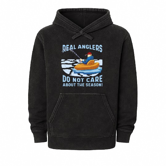 Real fishermen do not care about the season Real f Mineral Wash Hoodies