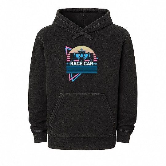 Race Car Retro Mineral Wash Hoodies