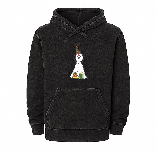 funny snowman with mustache and carrot Mineral Wash Hoodies