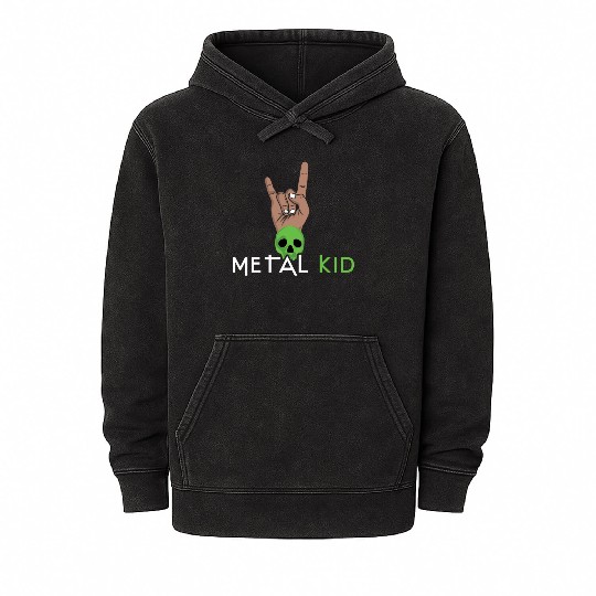 Rock Sign Rock Hand Metal Kid Music Lover Skeleton Mineral Wash Hoodies