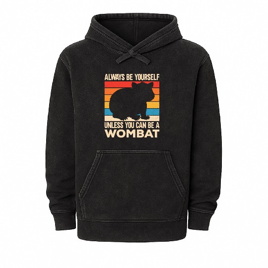 Native Australian Animal Lovers Cute Wombat Mineral Wash Hoodies