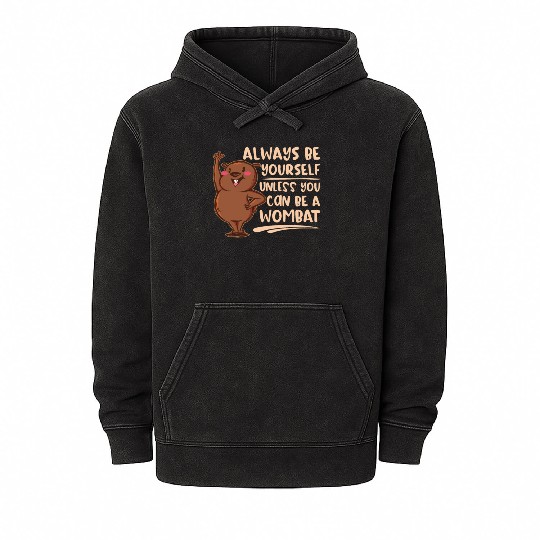 Native Australian Animal Lovers Cute Wombat Mineral Wash Hoodies