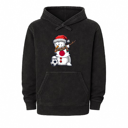 Soccer Boy Dabbing Snowman Christmas Jersey Japan Mineral Wash Hoodies