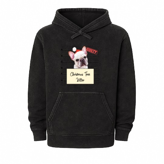 French Bulldog christmas funny prison Mineral Wash Hoodies