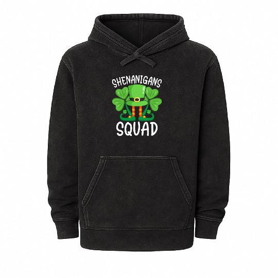 Shenanigans Squad Funny St. Patricks Day Matching Mineral Wash Hoodies