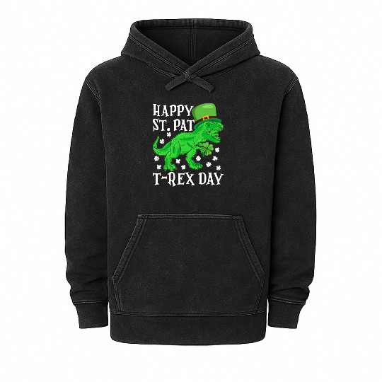 Happy St Pat Trex Day Dino St Patricks Day Toddler Mineral Wash Hoodies