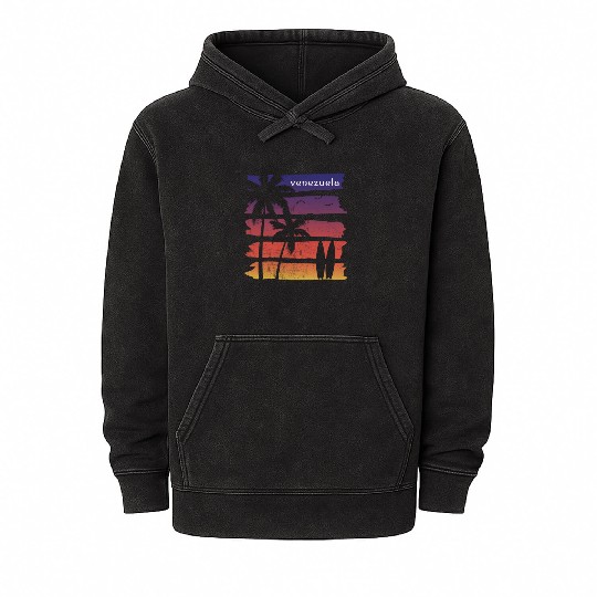 Cool Venezuela Surfing Fan Beach Palm Tree Mineral Wash Hoodies