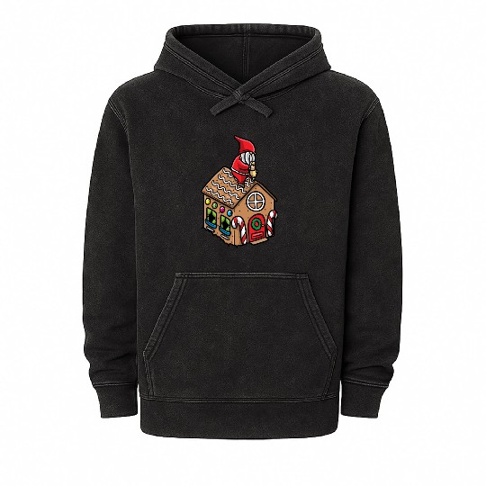 Christmas Gnome Gingerbread House Candy Cane Mineral Wash Hoodies
