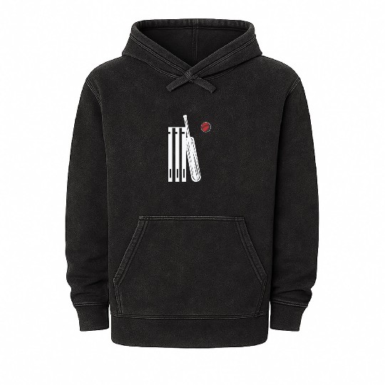 Cricket Wicket Bat and Ball Mineral Wash Hoodies