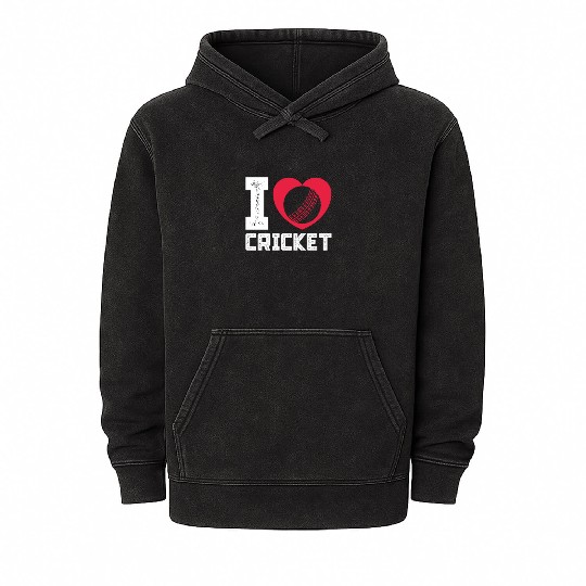 I Love Heart Cricket Mineral Wash Hoodies